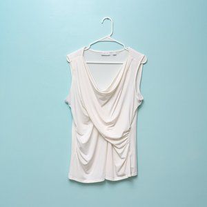 New York & Company Stretch Scoop Neck White Top